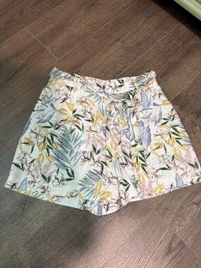 Dalia Pastel Floral Tie-Waist Shorts - Green, Yellow, Pink